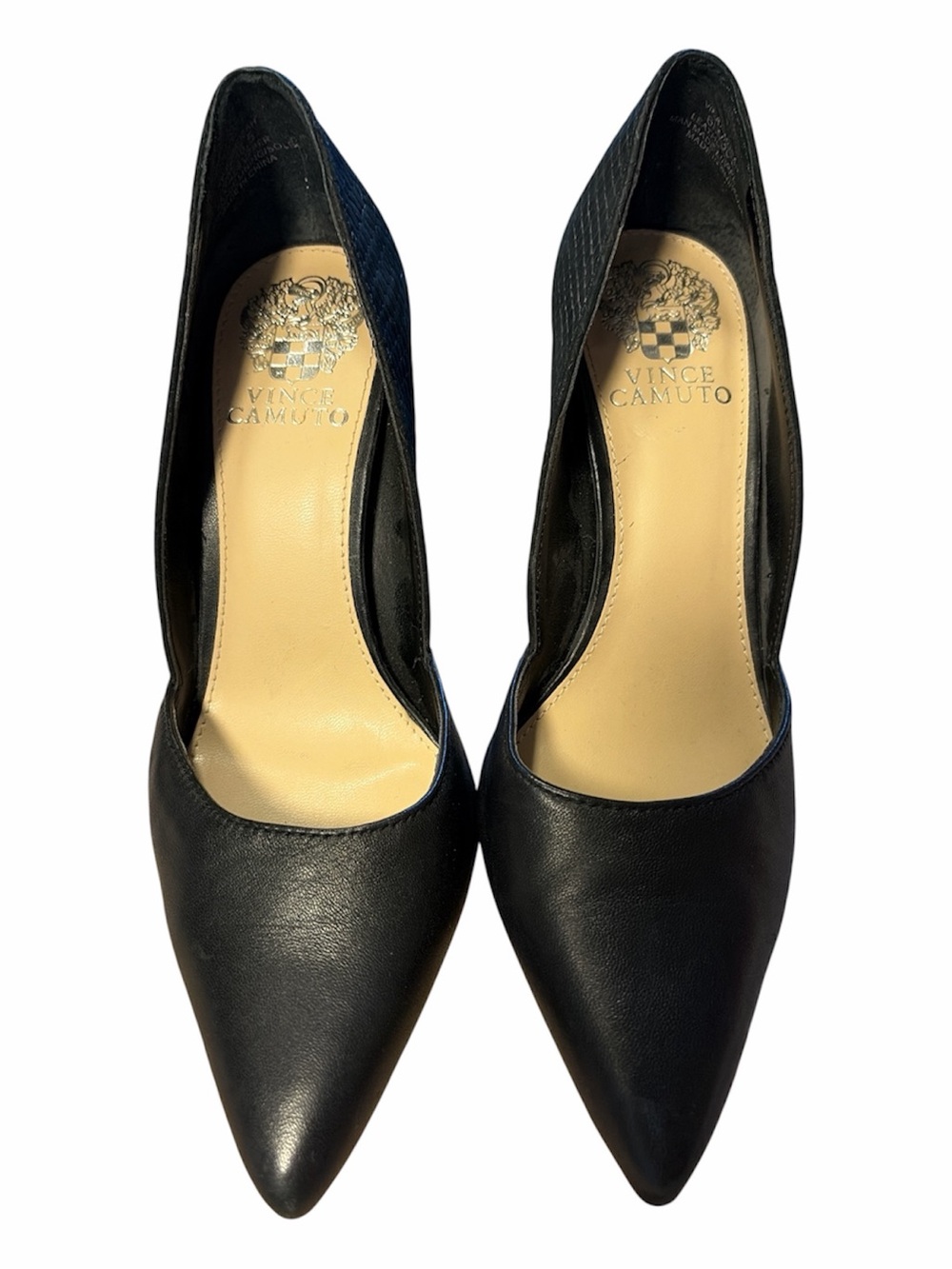 Vince Camuto Black Leather D’Orsay Pointed Toe Stiletto Heels Size 6M
